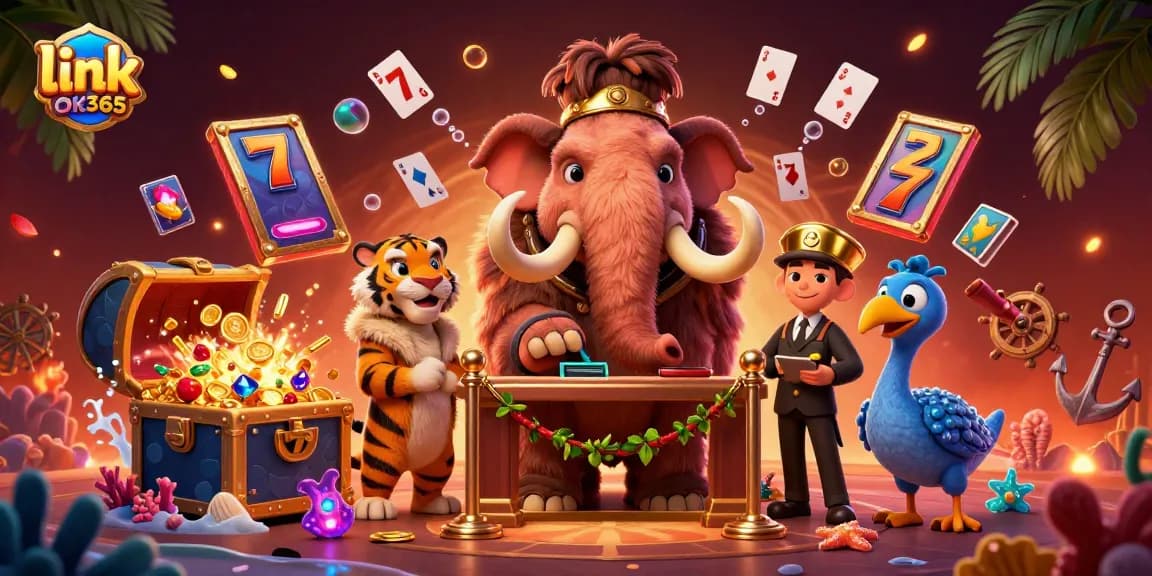 Engage with exciting gameplay at the link OK365 casino with vibrant 3D illustration depicting rich gaming elements.