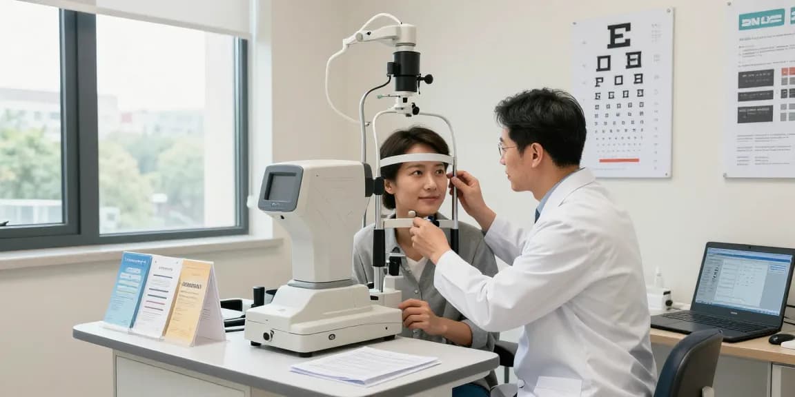 Eye care consultation at SNU Eye Clinic showcasing advanced testing and compassionate care in a modern setting.