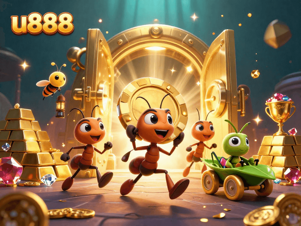 Experience thrilling wins at u888 with a heist of giant poker chips and treasures!