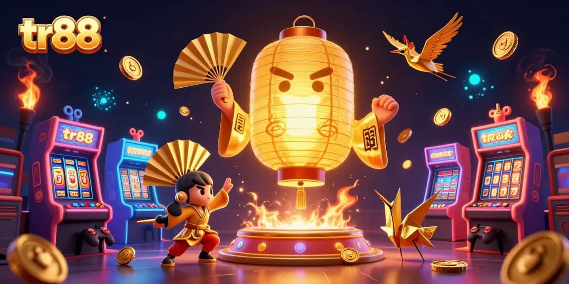 Experience the allure of tr88 casino with vibrant characters, arcade games, and gold visuals.