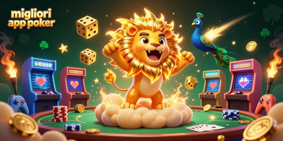 Migliori app poker: gioca con stile ai tavoli virtuali con carte e fiches in un'illustrazione dinamica.
