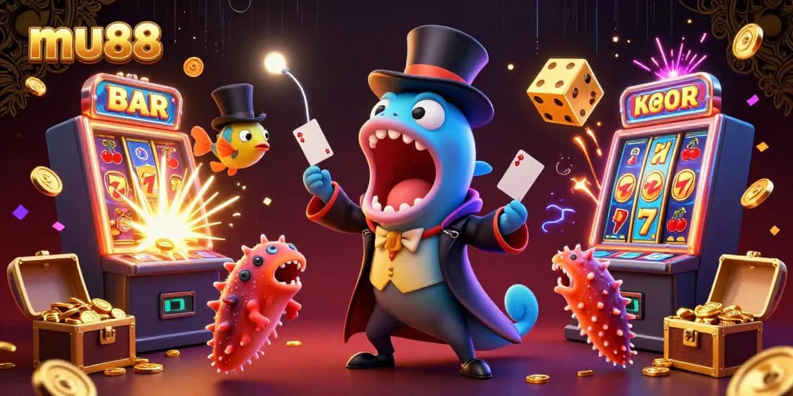 Engage with mu88's thrilling jackpot world, featuring a magical scene of deep-sea creatures in a casino adventure.