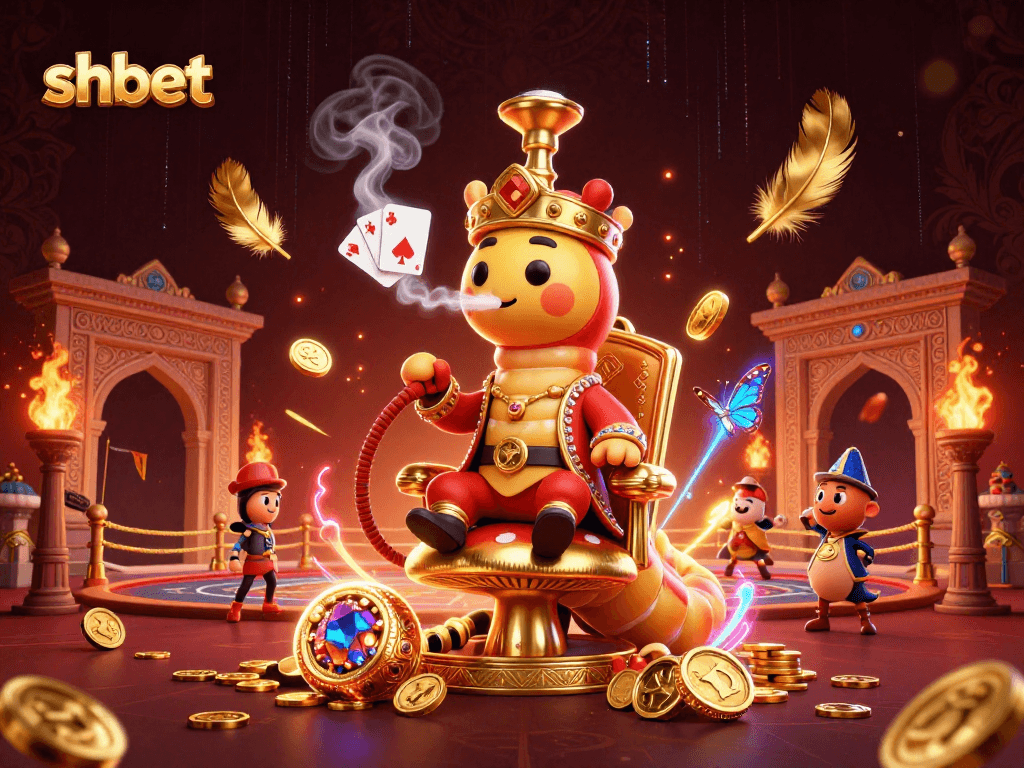 Engage with shbet's thrilling poker world through dynamic 3D illustration showcasing winning symbols and vibrant casino elements.