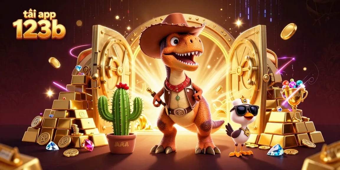 Join the excitement and win with tải app 123b, featuring dynamic casino-themed characters and rich imagery.