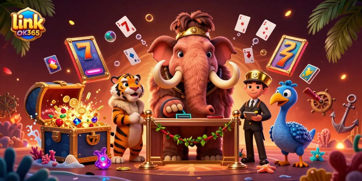 Engage with exciting gameplay at the link OK365 casino with vibrant 3D illustration depicting rich gaming elements.