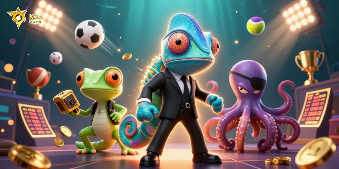 Win big with Kèo nhà cái as colorful characters engage in dynamic sports betting action.