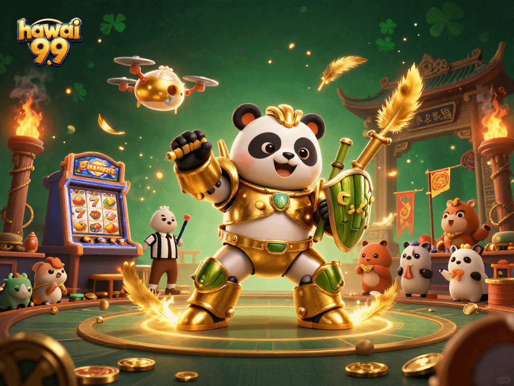 Experience immersive action in hawai 99 as the golden panda battles in a dynamic casino arena.