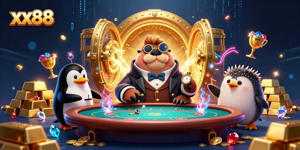 Engage with excitement at xx88's underwater poker game featuring vibrant characters and treasures.