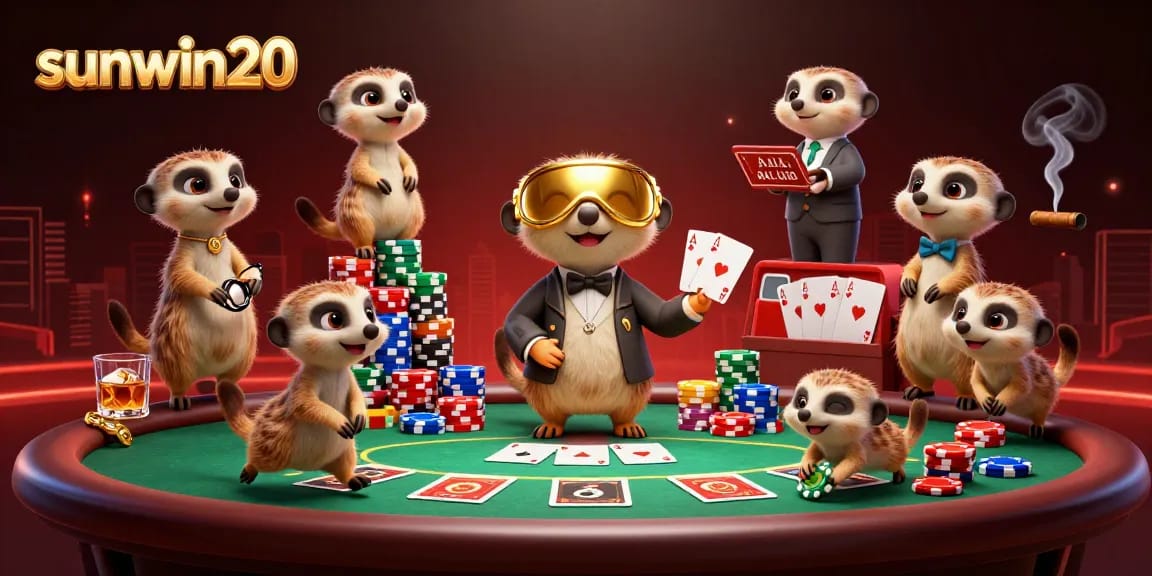 Experience the excitement of sunwin20 casinos with meerkats running a bustling gambling operation.