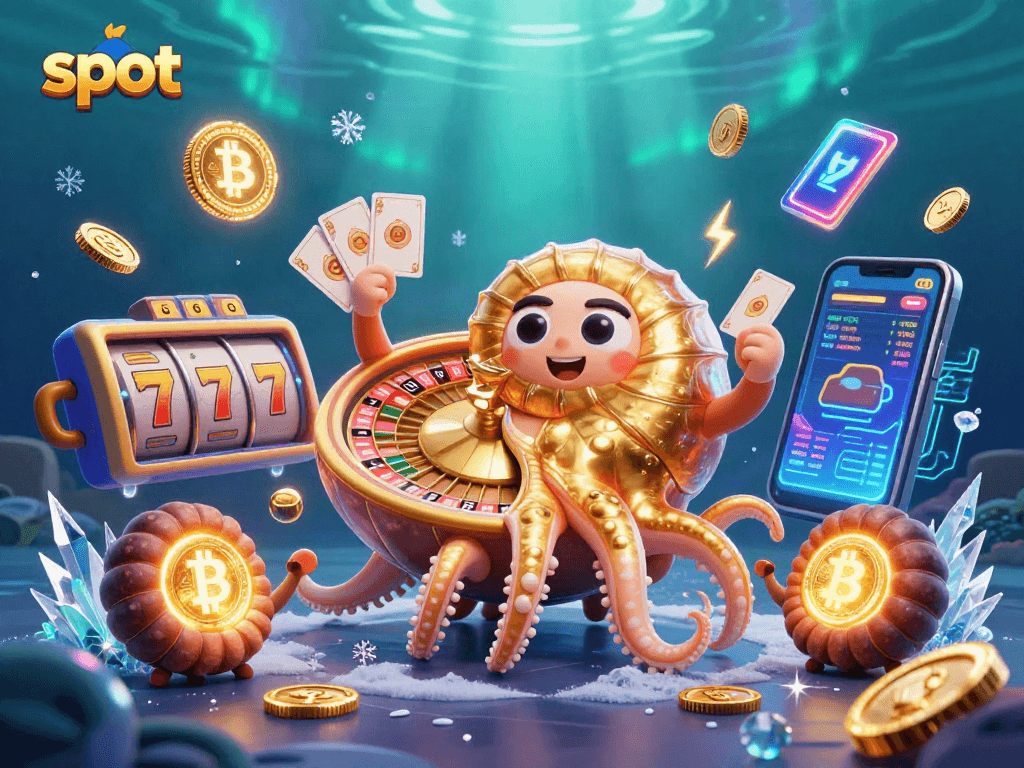 Engage with slot gaming in a vibrant underwater scene featuring a nautilus roulette wheel.