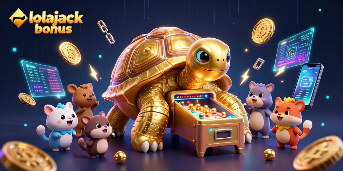 Experience the thrilling lolajack bonus amidst vibrant gaming elements in a dynamic casino scene.