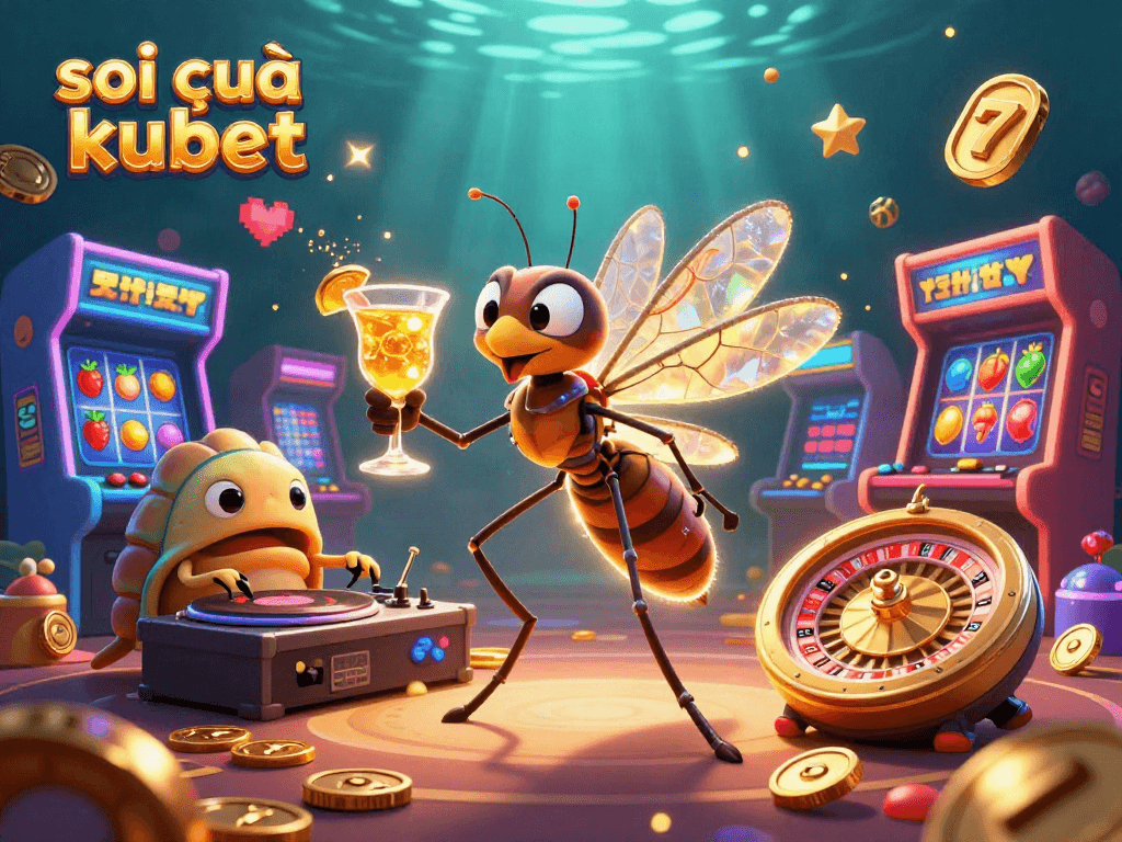 Engage with the exhilarating soi cầu kubet scene, featuring casino characters amidst vibrant gaming excitement.