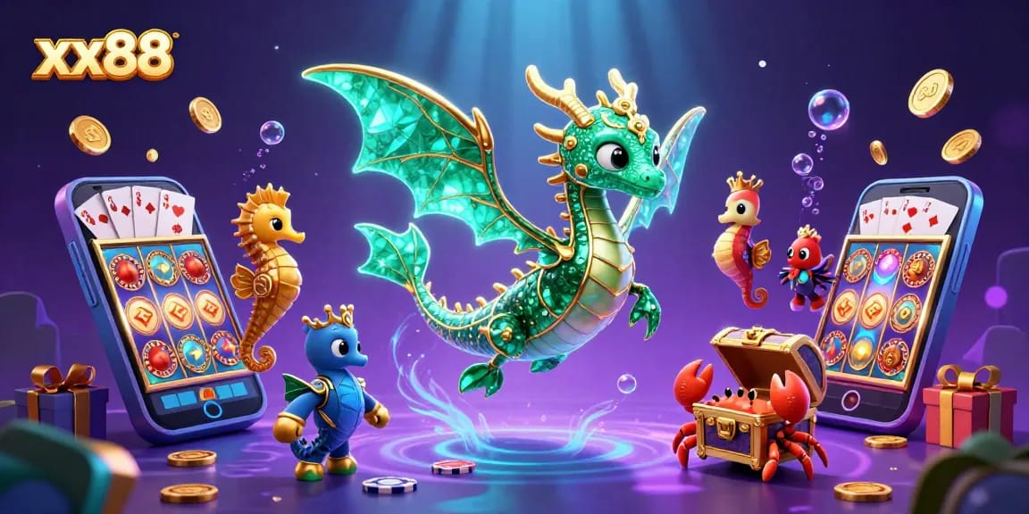 Experience exciting gameplay with xx88 featuring animated sea creatures and vibrant gaming elements.