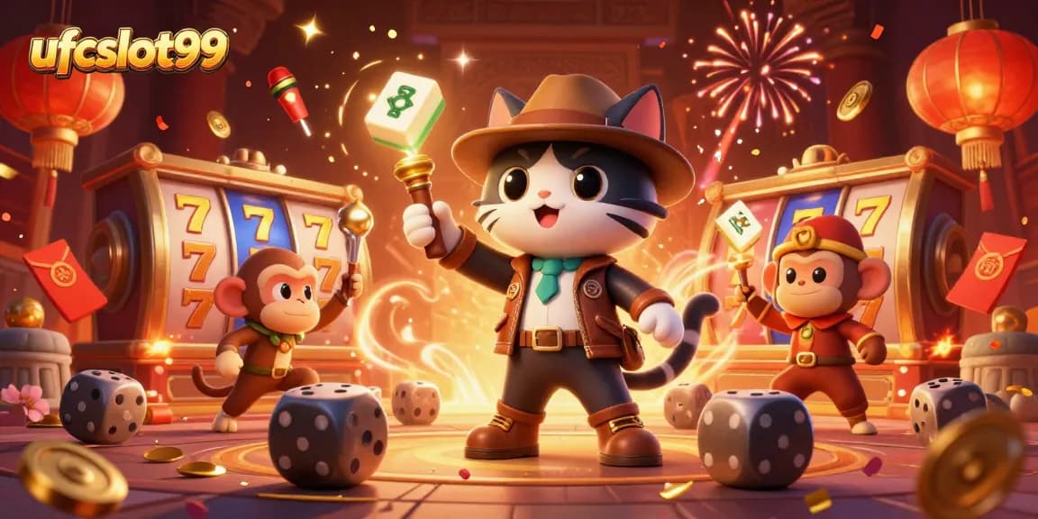 Spin to win at ufcslot99 with vibrant 3D casino elements and dynamic characters in an exciting scene.