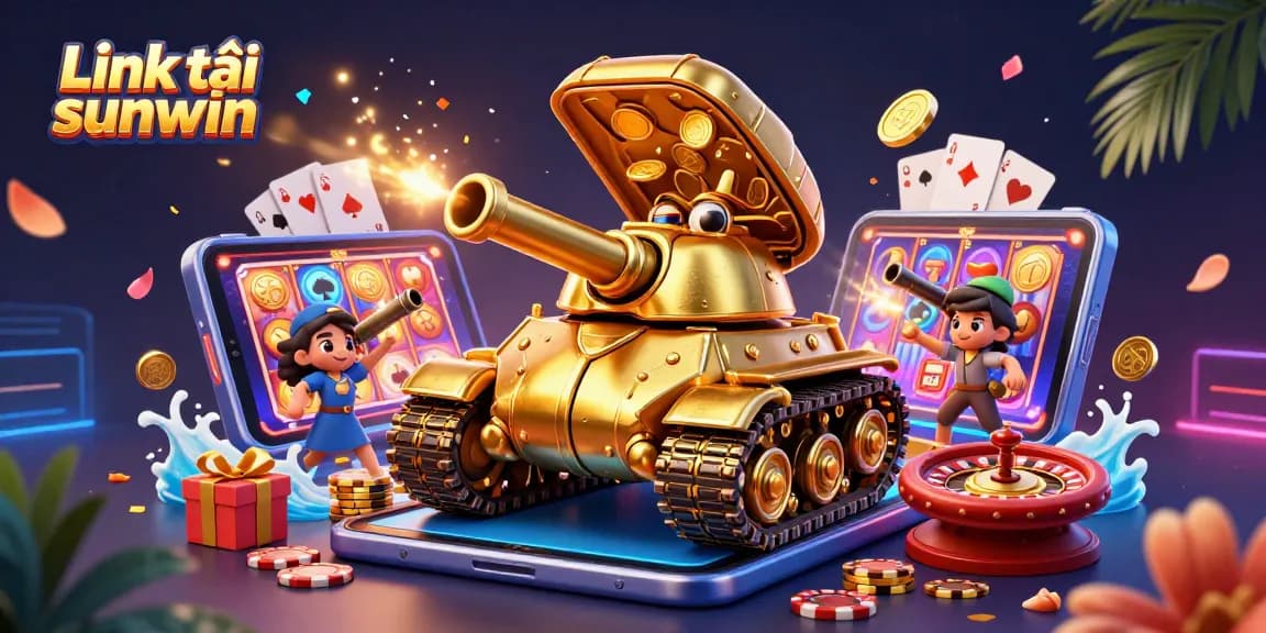 Play exciting games with Link tải sunwin on a vibrant digital platform showcasing casino elements.