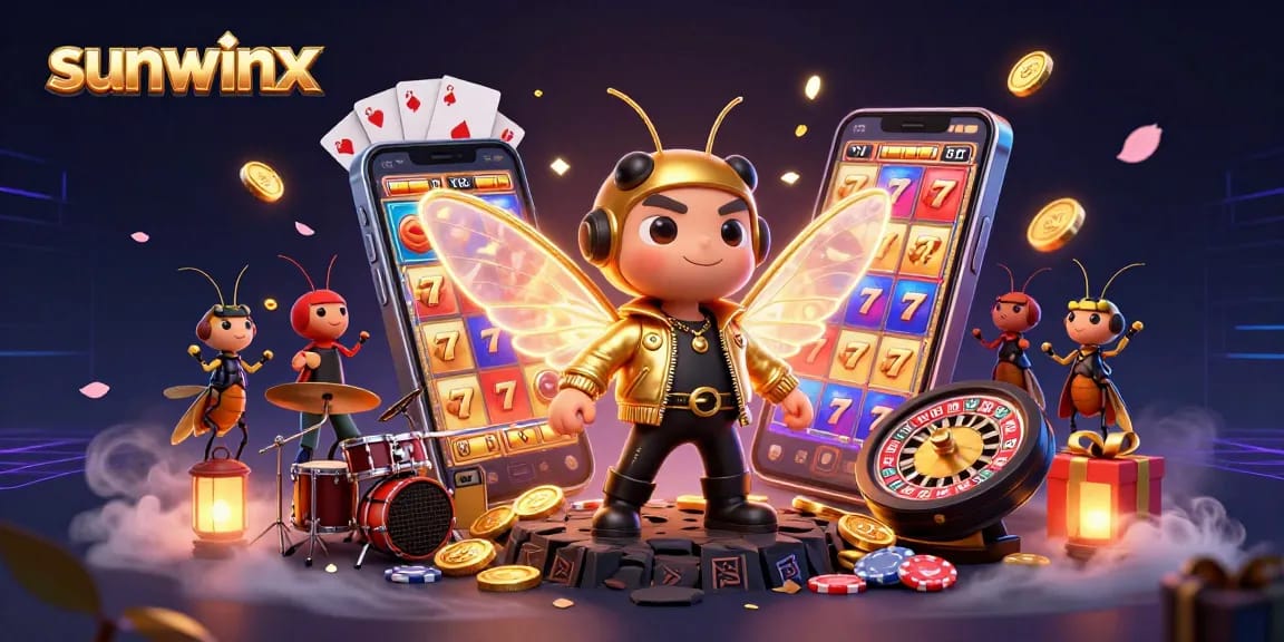 Engage with sunwinx in an electrifying casino scene featuring vibrant slot games and charismatic characters.