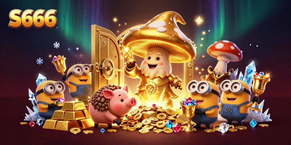 Experience S666’s vibrant casino world with wizardry, treasures, and magic in a dazzling illustration.