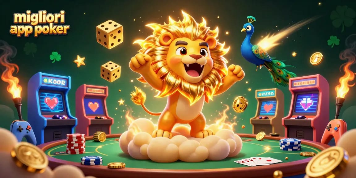 Migliori app poker: gioca con stile ai tavoli virtuali con carte e fiches in un'illustrazione dinamica.