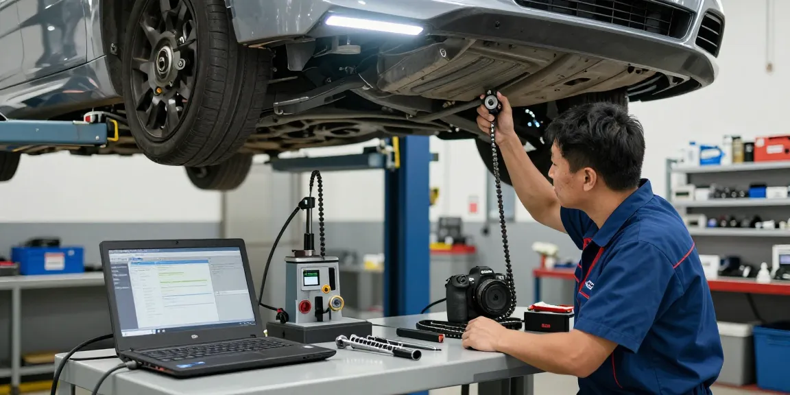 BMW Steuerkette wechseln in professioneller Werkstatt, Mechaniker inspiziert Motor und zeigt Expertise.