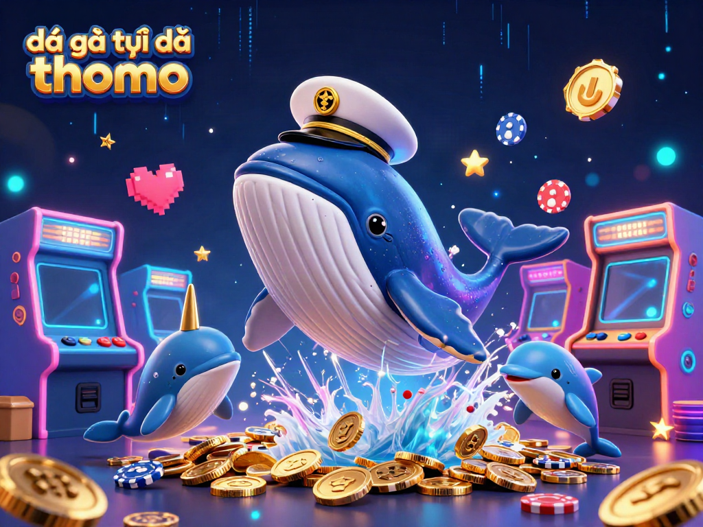 Experience the thrill of đá gà trực tiếp thomo with a vibrant 3D illustration of energetic characters in a casino scene.