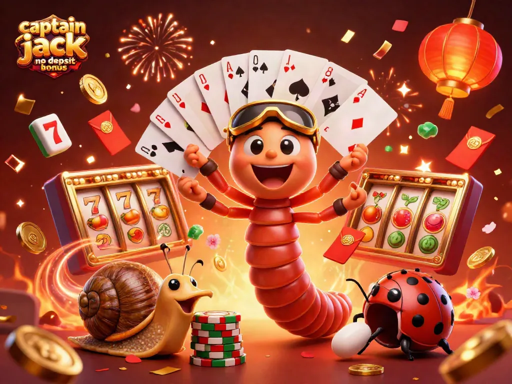 Spin and win with captain jack no deposit bonus as a colorful 3D casino scene unfolds.