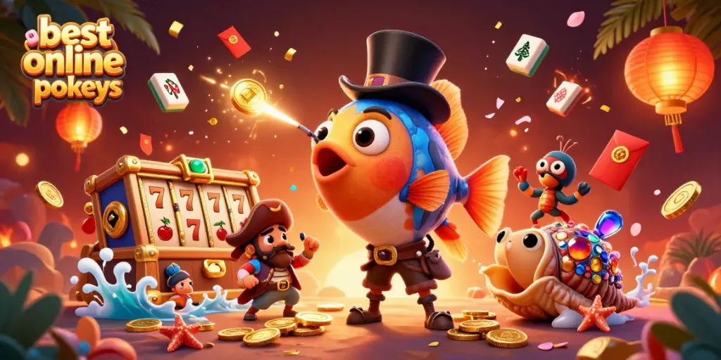 Experience the excitement of the best online pokies with this vibrant underwater casino-themed illustration.