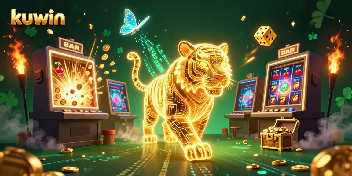 Experience kuwin's thrilling casino world with a golden tiger and jackpot excitement.