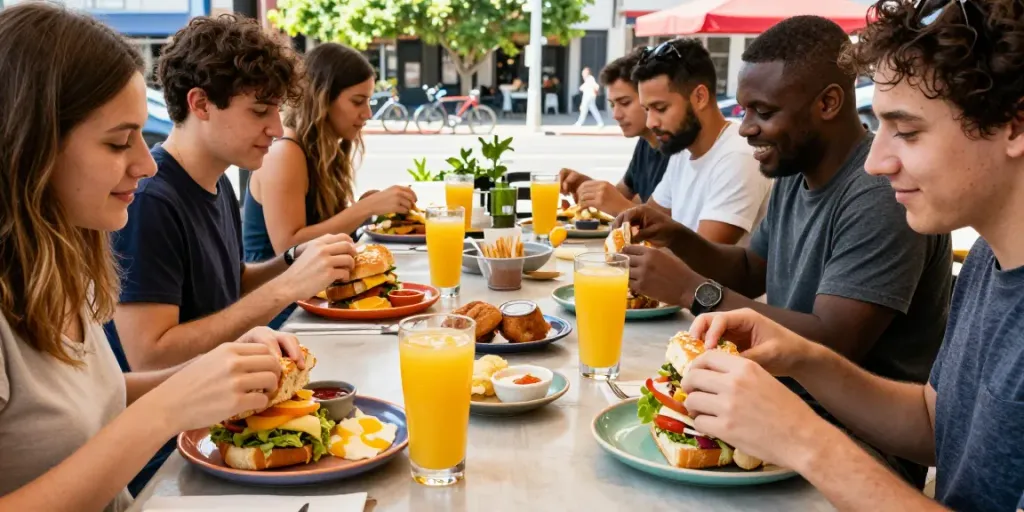 Enjoying the best brunch Austin has to offer with NYC-inspired sandwiches.