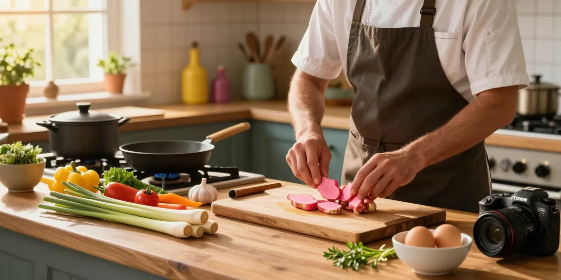 Cooking with fresh ingredients in a cozy kitchen, featuring สล็อตเว็บตรง nutrition benefits.