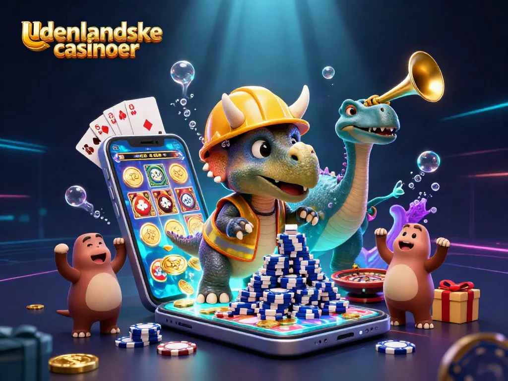 Immerse in udenlandske casinoer excitement with vibrant 3D triceratops and slot games.