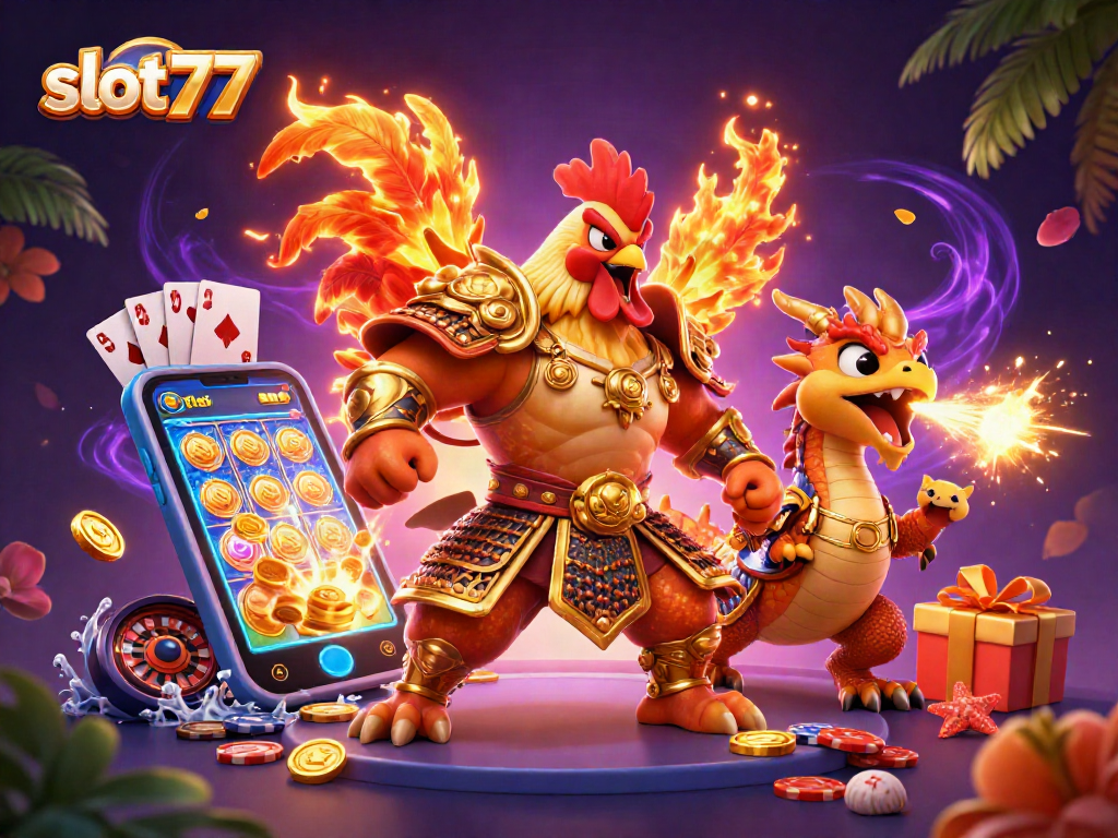 Rasakan keseruan slot777 dengan ayam pejuang melawan naga dan keberuntungan kucing