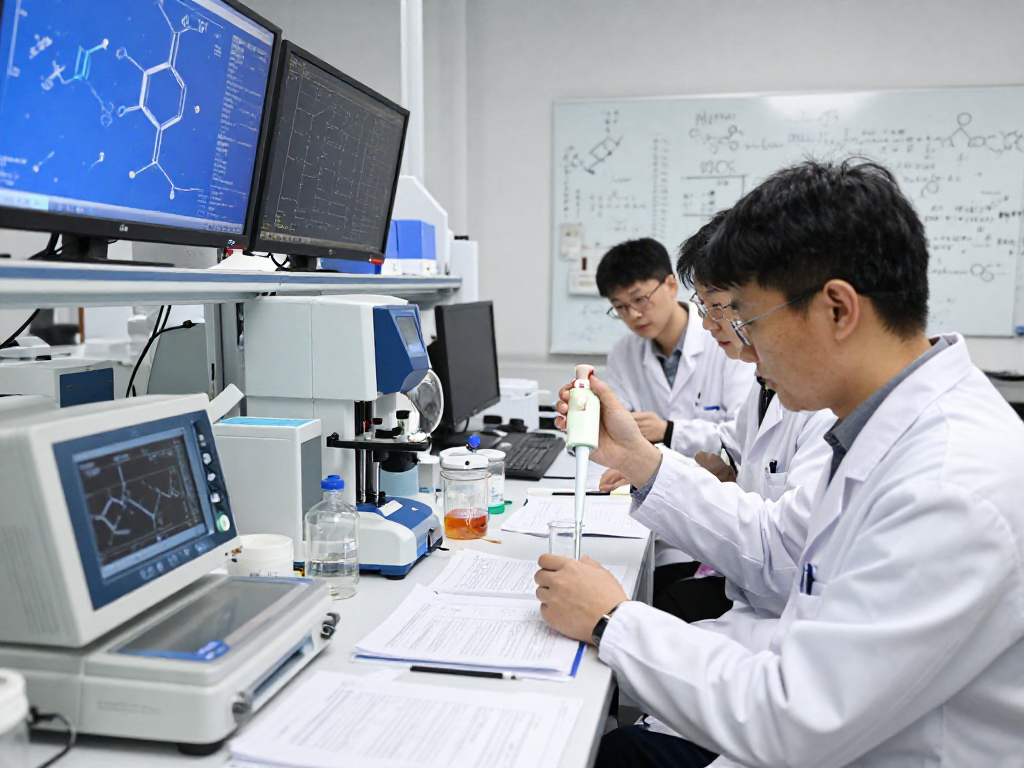 BPC 157 TB 500 Blend analysis in a modern laboratory setting focusing on advanced compound technology.