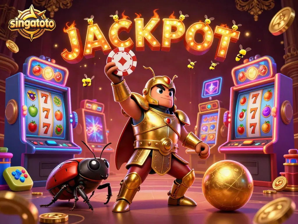 Engage in thrilling adventures with singatoto's vibrant gaming atmosphere, featuring a hercules beetle celebrating a big win.