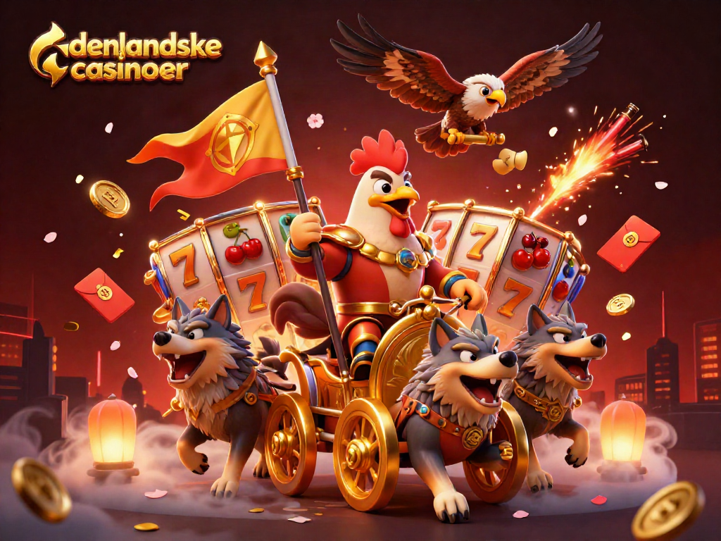 Experience the excitement of udenlandske casinoer with our dynamic 3D illustration featuring a warlord and casino elements.