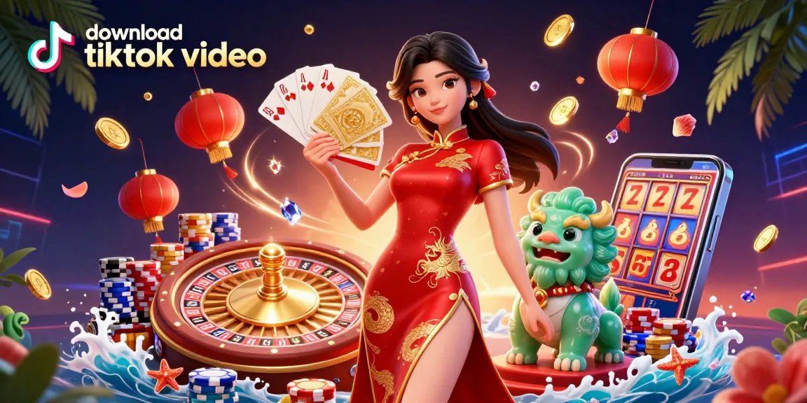 Experience seamless download tiktok video with our engaging casino-themed illustration featuring dynamic elements.