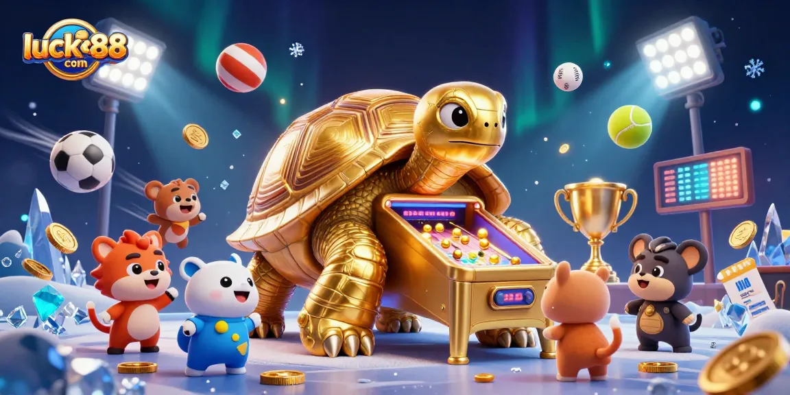 Engage in exciting games at luck88com with a vibrant arcade scene featuring animated characters and dynamic sports elements.