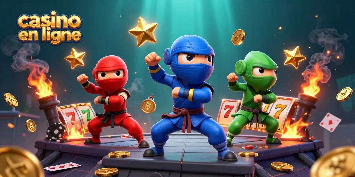 Gagnez des jackpots passionnants dans un casino en ligne avec des caméléons ninjas en action.