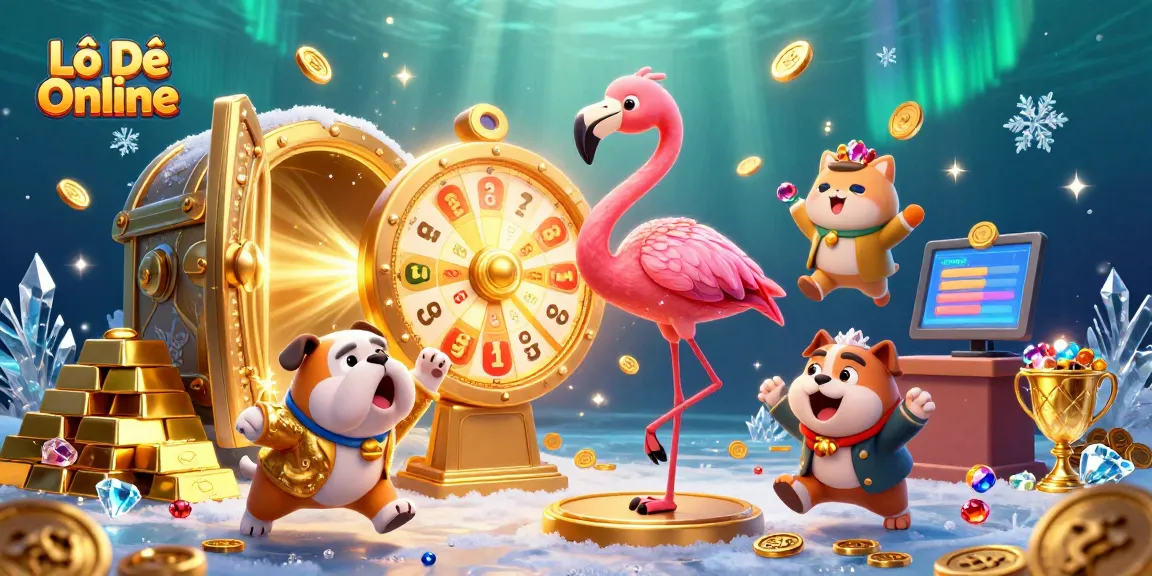 Spin and win with Lô Đề Online's giant prize wheel and eager contestants in a vibrant casino scene.