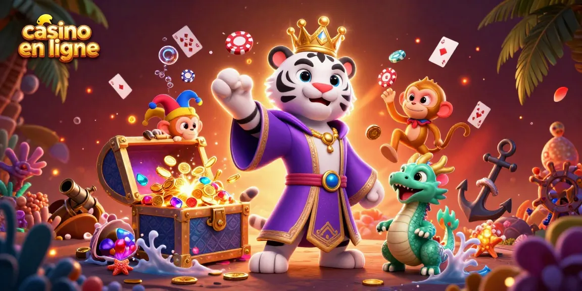 Découvrez des jeux palpitants sur casino en ligne avec un tigre et un singe jongleur.