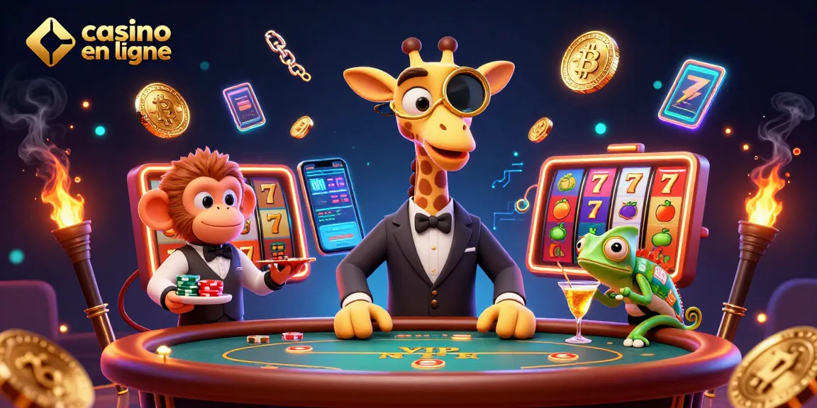 Profitez de jeux de casino en ligne passionnants avec une illustration dynamique d'une girafe parieur.