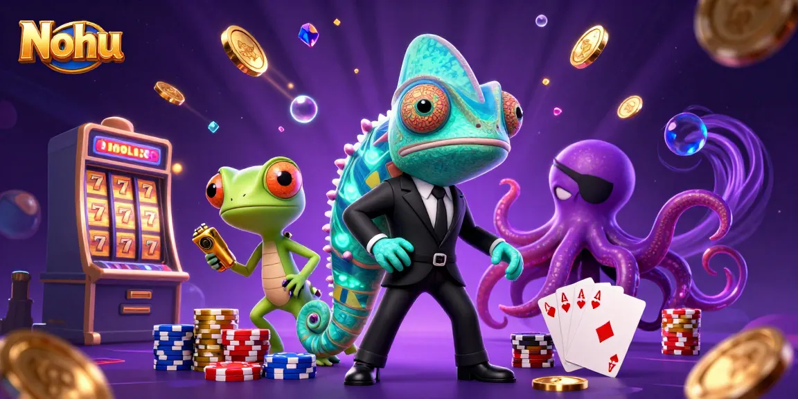 Nohu showcases thrilling slot games with vibrant characters and dynamic jackpots in a mesmerizing scene.