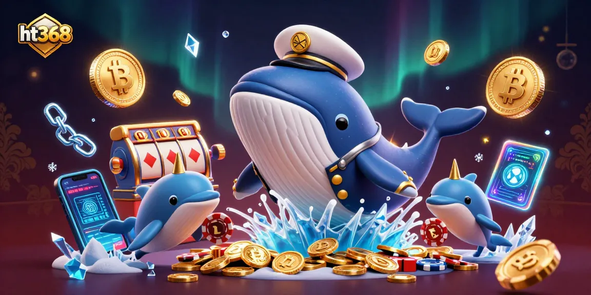 Experience thrilling gaming at ht368 with playful dolphins, a whale, and jackpot symbols.