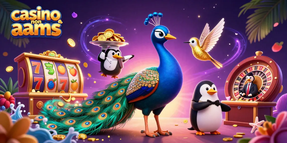 Giocare nei casinò non AAMS con un pavone aristocratico e un pinguino maggiordomo che portano chip d'oro.