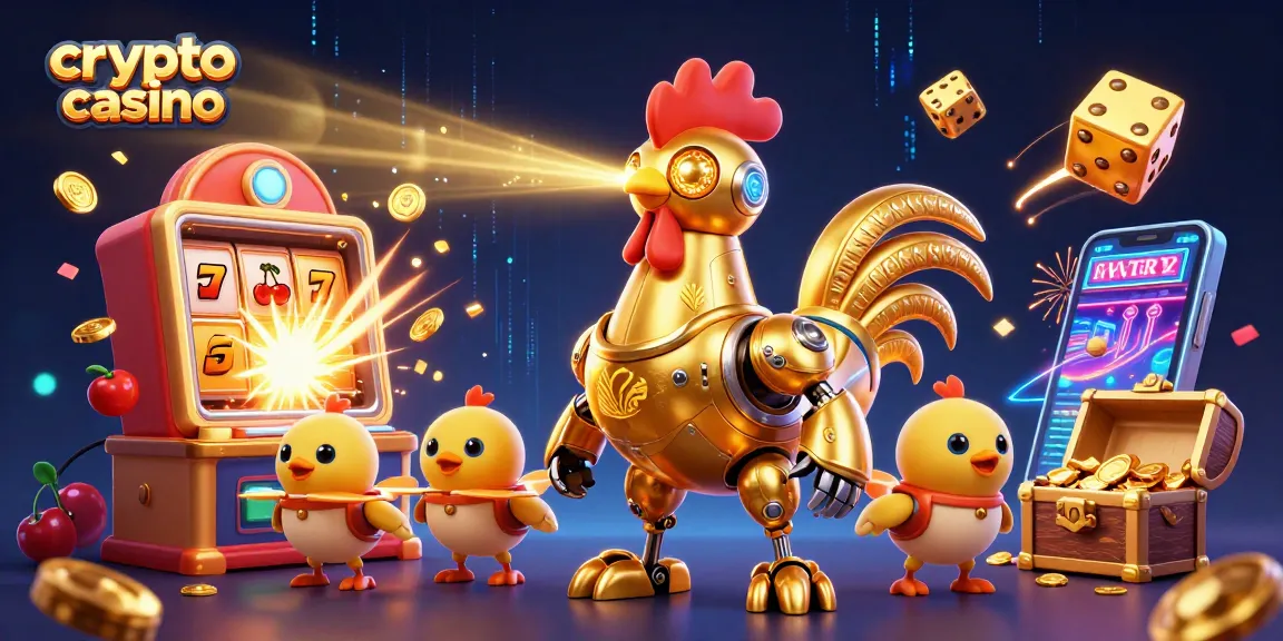 Esperienza vivace in un crypto casino con robot gallo e droni, vincita e divertimento.